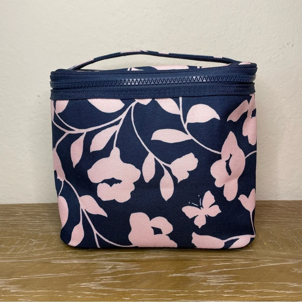 Kate Spade Garden Vine Lunch Tote Pink and Navy Blue